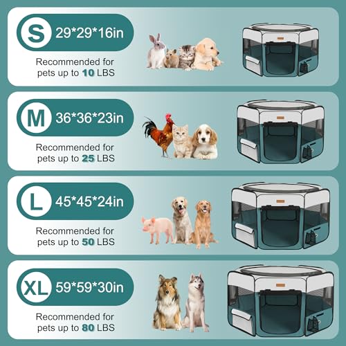 Dog Playpen, Portable Pet Play Pen for Cat, Puppies, Rabbits, Chickens, Foldable Large-Capacity Pet Tent for Indoor/Outdoor Travel Camping Blue - color: Blue, size: Large