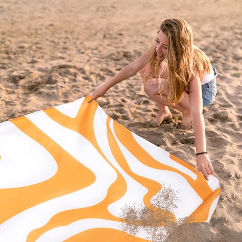 110''×118'' Extra Large Waterproof Sandproof Beach Blanket 8 Adults, Sand Free Outdoor Beach Mat with 4 Stakes & Pockets, Big Compact Picnic Blanket, Essential for Travel, Camping, Summer Vocation - color: Yellow Quicksand, size: 9x10 FT (1～8 person)
