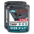 TARPAL tarp 5x7 Feet(2-Pack) Super Heavy Duty Tarps Cover 20mil Waterproof UV Protection Rip and Tear Proof Tarpaulin with Grommets(Grey/Brown) - size: 5x7 Feet(2-Pack)-Finished size