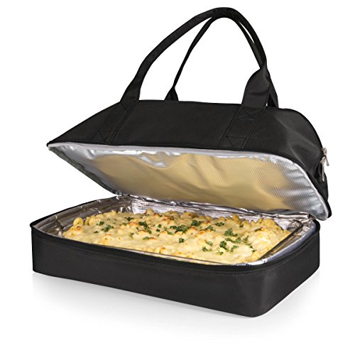 PICNIC TIME Potluck Insulated Casserole Carrier, Thermal Food Carrier, Portable Food Warmer, Insulated Container for up to 300 Degrees with Framed Window and Comfort handles (Black) - color: Black