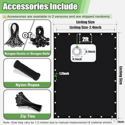 90% Outdoor Sun Shade Cloth, 6'×20' Pergola Shade Cover with Grommets, Privacy Screen Sunshades for Patio Garden Backyard Plant, Black - color: Black, size: 0 6 X 2 0 FT