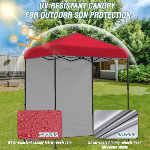 EAGLE PEAK 6x4 Instant Pop Up Canopy Tent with 1 Side Wall Panel, Straight Leg Sun Shelter, Portable Canopy with Carry Bag for Camping, Beach & Sports, Red - color: Red, size: One Wall