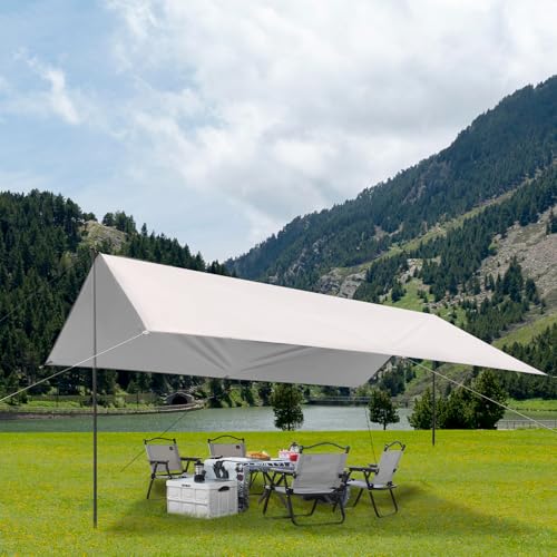 SHANQUAN Camping Tarp with Poles,10X13FT Waterproof and UV Protective Camping Tent, Lightweight Shelter Hammock Rain Fly Sun Shelter for Tent,Hiking,Garden and Traveling.
