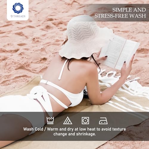 Cotton Turkish Beach Towel with Towels Oversized 36"x72" Pool Absorbent Extra Large Quick Dry Sand Travel Towel (Beige, 4 Pack) - color: Beige, size: 4 Pack