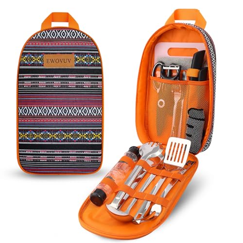 Camping Cooking Utensils Set- Camping Essentials Cookware Accessories Gear Must Haves Camper Tent Camp Kitchen Rv Gadgets Outdoor Stove Portable Picnic Gifts for Women BBQ Stuff - color: National style