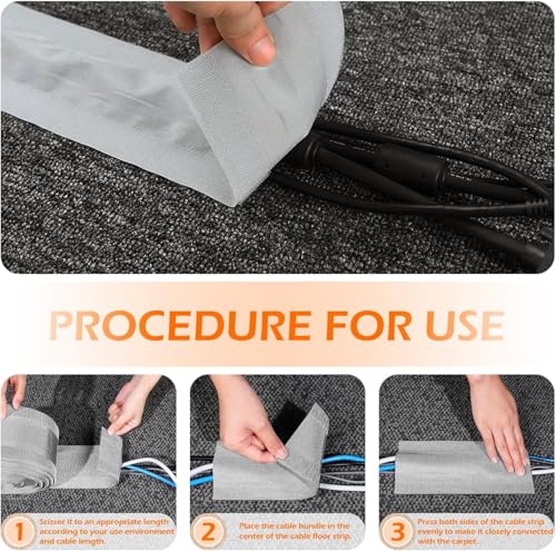 Floor Cable Covers,10 Feet Cord Cover Wire Protector Cable Cover Wire Storage Cover Used to Protect The Cable and Prevent Tripping Over The Cords (10 Feet-Gray) - color: 10 Feet-Gray