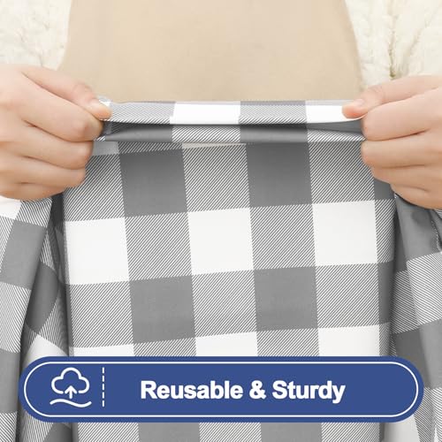 Smiry Picnic Table Cloth 2 Pack, Waterproof Elastic Fitted Tablecloths for 24x48 Rectangle Tables, Washable Polyester Buffalo Plaid Tablecloth for Camping, Dining & Outdoor (Grey & White, 24" x 48") - color: Grey and White, size: 24" x 48"