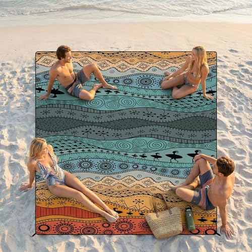 Large Beach Blanket Sandproof Waterproof 70.8" X 86.6"for Quick Drying Outdoor Picnic Mat for Beach - color: D05