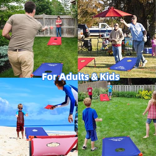 NZQXJXZ 3x2 ft Cornhole Board Set with 8 Bean Bags and Carrying Bag, Outdoor Toss Game Set for Kids and Adults, Portable Corn Hole Sets for Beach Lawn Backyard - color: Classic red and blue