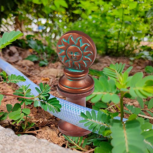 Hose Guides for Garden, 3Pcs Garden Hose Guide Stake Decorative with Roller, Hose Guide Spike Plant Protector Lawn Hose Support Spikes for Outside Lawn Yard(bud, fairy, Sun God)