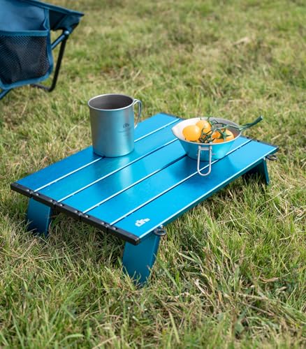iClimb Ultralight Compact Mini Beach Picnic Folding Alu. Table with Carry Bag, Two Size (Blue - S) - color: Blue, size: Small