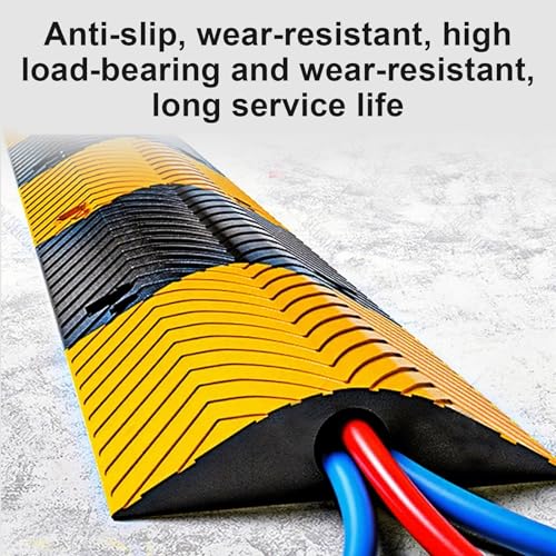 Rubber Cable Protector Ramp Anti-Slip Wear-Resistant Outdoor Cable Cover Yellow Black Striped Cable Protector for Parking Lots(9.5x35x100cm/3.7x13x39in) - size: 9.5x35x100cm/3.7x13x39in