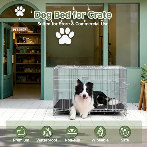 XXL Dog Crate Pad, Double-Sided Waterproof Crate Mat Bed, Outdoor Kennel Mat Beds Pet Sleeping for Large Dogs, Waterproof, Wipeable, Anti-Slip, Kennel Pads 47 x 29 Inch, Black - color: Black, size: 47"L x 29"W x 1.2"Th