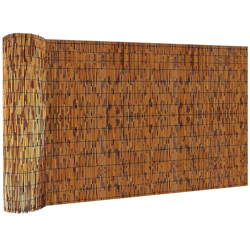 KOIUEYW Natural Reed Fencing Rolls, Decorative Bamboo Fencing 4ft High Roll Reed Screen Curtain, Light Russet - color: Light Russet, size: 4 X 6 Ft