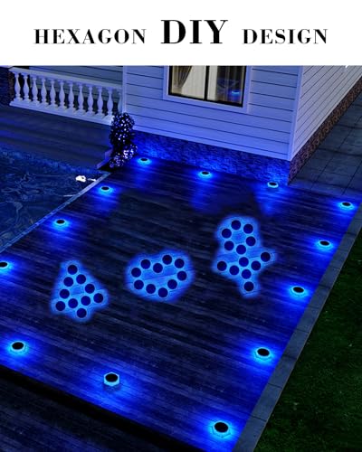 DetarZinLED 6 Packs Solar Driveway Lights Outdoor IP68 Waterproof, Blue Deck Step Lights Solar Powered, Solar Stair Light Stick on LED Light for Dock, Garage, Pool, Fence, Garden Pathway - size: 6pcs Blue Corner
