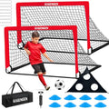 Soccer Goal, 2 of 6x4 Soccer Goals for Backyard with Soccer Net, Soccer Ball, Target, Cones, Soccer Training Equipment for Toddler Kids Youth - color: Red