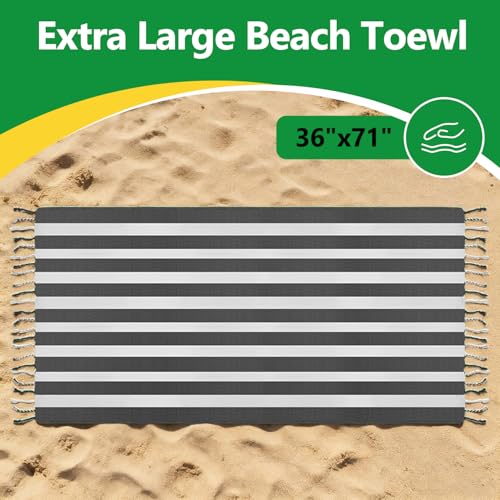 12 Pack Turkish Beach Towel 36"x71" Extra Large Beach Towels Sand Free Bath Towels Adults Lightweight Quick Dry Pool Towels Black - color: Black, size: 12 Pack