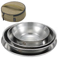 CAMPINGMOON Camping Tableware Set Stainless Steel Camping Plates Bowl Stackable Outdoor Dinnerware Canvas Carry Case Camping Hiking Picnic - color: Silver