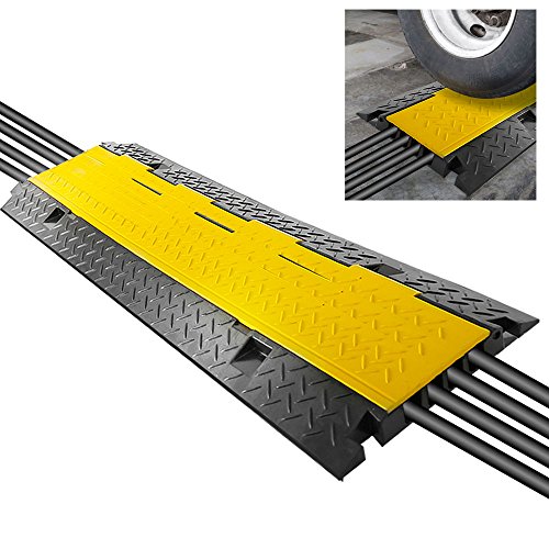 Pyle Durable Cable Protective Ramp Cover - Supports 33000lbs Four Channel Heavy Duty Cord Protection w/ Flip-Open Top Cover, 31.5” x 16.1” x 3.14” Cable Concealer for Indoor Outdoor Use -PCBLCO106 - style: Single Pack