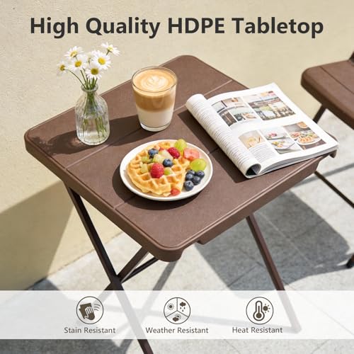 Folding Table, Portable Square Foldable Table No Assembly, Heavy Duty Steel Frame Indoor Outdoor Camping Patio Table with 400 LBS Capacity, Picnic Card Table for Backyard, RV, Small Spaces - size: 27inch-1 Pack