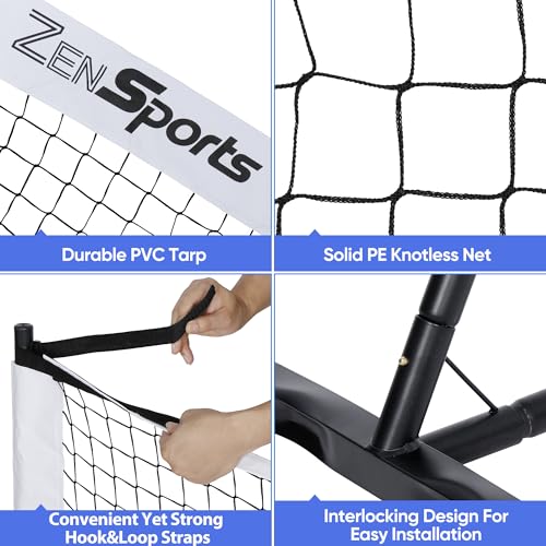ZENY Portable Pickleball Net Set System with Metal Frame and 22FT Regulation Size Pickball Net with Carry Bag for Backyard, Driveways, Outdoor Game - style: Pickleball Net with Court Marker