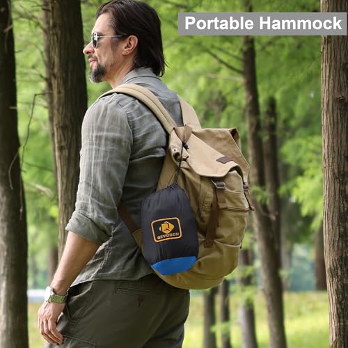 Camping Hammock with Net,Travel Portable Lightweight Hammocks with Tree Straps and Solid D-Shape Carabiners,Parachute Nylon Hammock for Outsides Backpacking Beach Backyard Patio Hiking - color: Dark Grey & Blue, size: Large