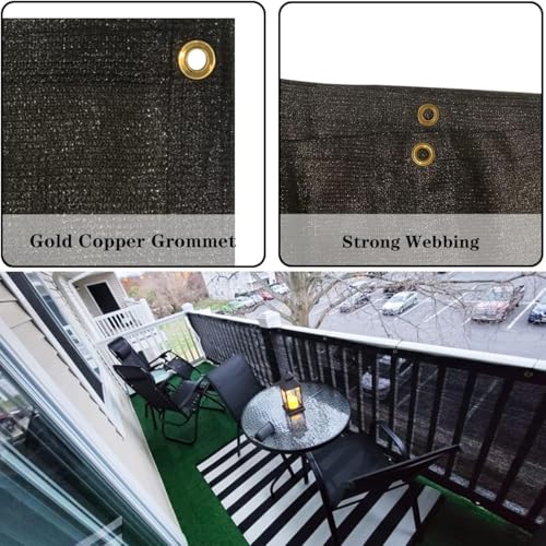 Balcony Privacy Screen Fence Cover 4'x19', HDPE Shade Mesh Fabric with Cable Ties, 90% Visibility Block, UV & Wind Protection for Patio, Deck, Porch, Pool, Backyard, Apartments Railing - color: Black, size: 4×19 FT