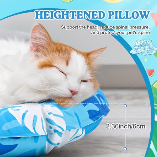 Drydiet Pet Cooling Mat for Cats and Small Dogs, 20.1'' x 20.1'' Thickened Round Blue Pad Anti-Grab Internal Gel Without Water Filling, Lightweight, Washable, Playmat for Indoor/Outdoor - color: Blue, size: 20.1'' X 20.1''