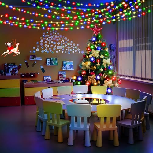KNONEW Christmas String Lights Indoor Plug in,60FT 180LED Outdoor Waterproof Fairy Lights,8 Lighting Modes,Timer Memory Function for Bedroom Patio Balcony Party (Multicolor) - color: Multicolor, size: 60FT 180 LED