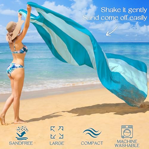 BYDOLL Beach Blanket 78''X81'' Waterproof Sandproof Suits1-4 Adults Oversized Lightweight Large Blanket Picnic Mat for Beach Sand Free Travel Camping Hiking Picnic - color: Cyan Mix, size: 78"X81"