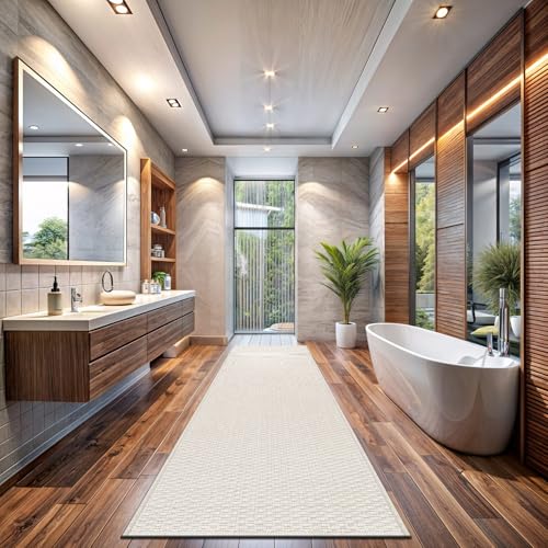 Luul Home Easy Jute Rugs 2x7 White Color Living Room Indoor Outdoor Runner Rug for Farmhouse Patio and Kitchen Rug High Traffic Washable Easy to Clean Solid Boho Woven Design Outside Carpet (2 x 7) - color: Bone, size: 2' x 7' (Rectangular)