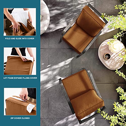 ARTPLAN Deep Seat Outdoor Patio Chair Cushions,2-Piece Seat and Back Cushion Set 24x24x6 and 18x24 Inches,Square, Signal Orange - color: Signal Orange
