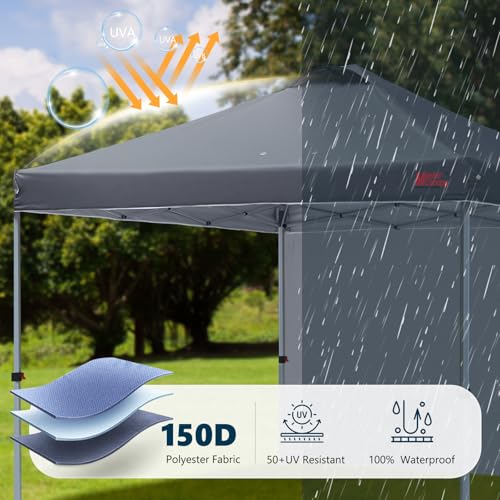 MASTERCANOPY Durable Pop-up Canopy Tent with 1 Sidewall (10'x10',Dark Gray) - color: Dark Gray, size: 10x10