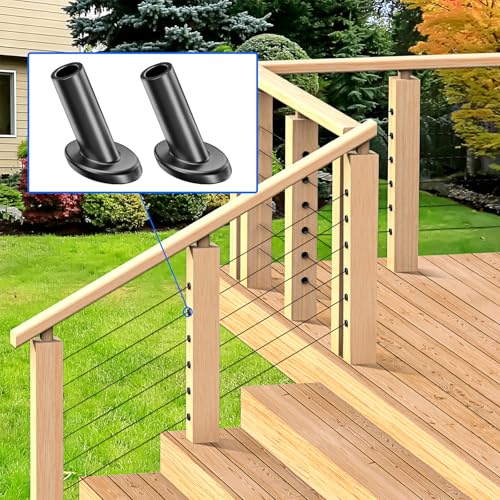 BLIKA 40 Pack 25 30 35 Degree 1/8" Black Cable Railing Angle Beveled Protector Sleeves, T316 Stainless Steel, Angle Protector Sleeves Deck Stair Cable Railing Hardware Kit for Wood Posts - size: 1/8"
