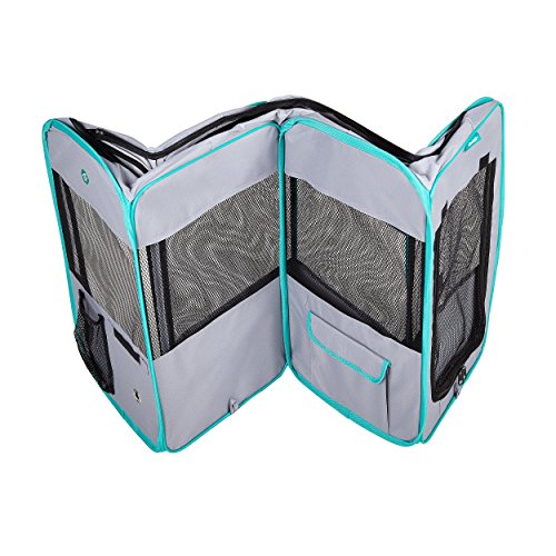 Deluxe Premium Pet Dog Playpen Portable Soft Dog Exercise Pen Kennel with Carry Bag for Dogs, Cats, Kittens, and All Pets (Small, Grey) - color: Grey, size: Small
