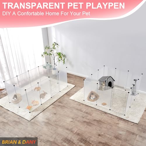 BRIAN & DANY Dog Playpen Portable for Small Animals, Dog Play Pen Indoor, Transparent Pet Playpen for Puppies, Cats, 70.8" L x 35.4" W x 29.5" H - style: 70.8"L x 35.4"W x 29.5"H