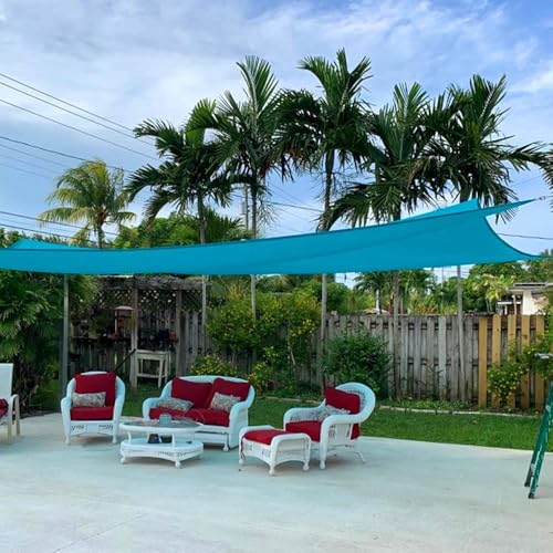 Quictent 12x16ft 185G HDPE Rectangle Sun Shade Sail Canopy 98% UV Block Outdoor Patio Garden with Hardware Kit (Turquoise) - color: Turquoise, size: 12 x 16 ft, style: Rectangle