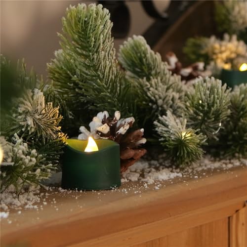 Homemory Green Tea Lights Candles Battery Operated, 200+Hour Flameless Flickering Fake Electric LED Colored Tealights for St. Patrick's Day, Christmas, Theme Party, Seasonal Celebrations, 12-Pack - color: Green, size: Pack of 24