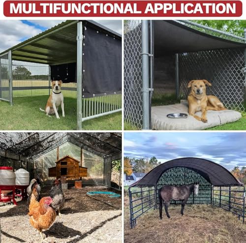 ShadeMart 5' x 20' Black 90% Shade Cloth, Custom Size Shade Tarp for Dog Kennel Cover, Fence Privacy Screen, Greenhouse, Chicken Coop & Pet Playpen, Upgrade Grommets, Durable Mesh Fabric Tarp. - color: Black, size: 5' x 20' Custom Size