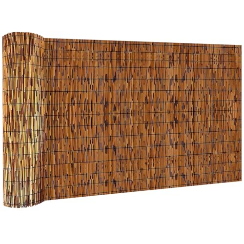 KOIUEYW Bamboo Reed Fencing, Light Russet Bamboo Screens Outdoor, Decorative Privacy Screen Reed Curtains for Patio Balcony Garden Backyard, 5 x 10 FT - color: Light Russet, size: 5 x 10 FT