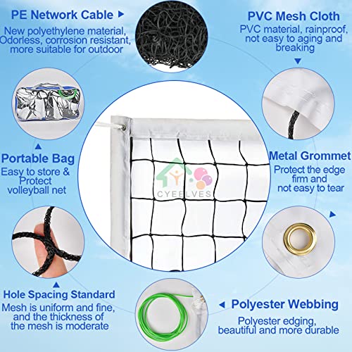 Volleyball Net Portable, Heavy Duty Volleyball Nets for Backyard, Professional Volleyball Net Replacement Net, Volleyball Replacement Net for Outdoor Grassland Stadium Pool Schoolyard Beach, 32X3FT