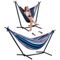SUNCREAT 2-in-1 Convertible Portable Double Hammock with Stand Included, Outdoor Hammock and Stand, Patented, Sea Blue - color: A-sea Blue