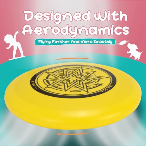 Outdoor Flying Disc 175g,Adult Sport Disc Set for Competitive and Pro Players,Flying Disc Set Includes 1 Glow in The Dark Flying Disc for Beach Pool Game, Camping and Backyard - color: Yellow