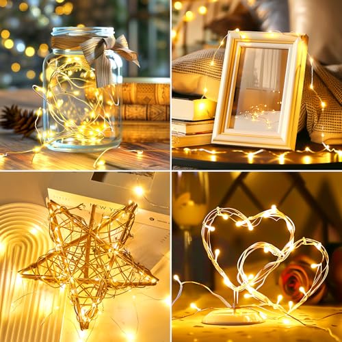 Minetom 66 Feet 200 LEDs USB Fairy String Lights with Remote, Copper Wire Starry Lights for Bedroom Wall Ceiling Christmas Tree Wreath Craft Wedding Party Decoration, Warm White - color: Warm White, size: 2Pack - 200 LEDs