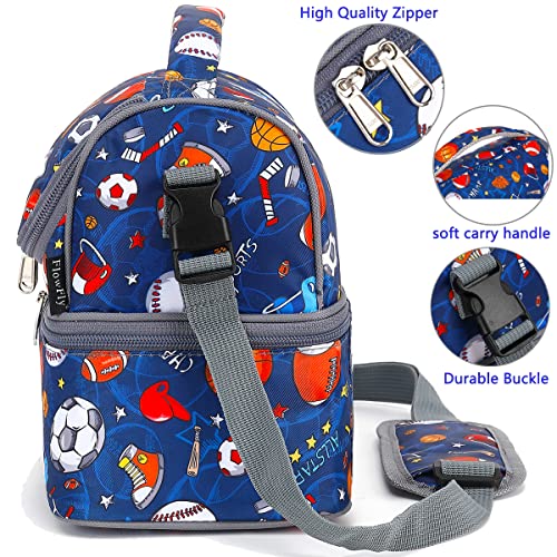 FlowFly Double Decker Cooler Insulated Lunch Bag Large Tote for Boys, Girls, Men, Women, With Adjustable Strap, Football - color: Football