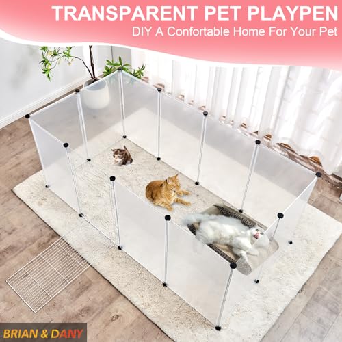 BRIAN & DANY Dog Playpen Portable for Small Animals, Dog Play Pen Indoor, Transparent Pet Playpen for Puppies, Cats, 70.8" L x 35.4" W x 29.5" H - style: 70.8"L x 35.4"W x 29.5"H