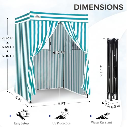 EAGLE PEAK Flex Compact 5x5 Pop-up Canopy Changing Room, Portable Privacy Dressing Room for Indoor Fashion Photoshoots, Camping, or Pool, White/Light Blue - color: White/Light Blue, size: 5x5 ft