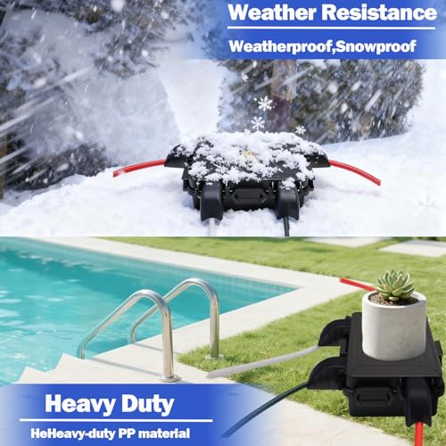 Small Outdoor Electrical Box,Waterproof Extension Cord Cover(Inner 7.3 * 5.1 * 1.6 inch) Weatherproof Connection Box w/4 Cable Entry Protect for Plug,Connector,Festive Light (2 PCS, Black) - color: 2PCS, size: Small