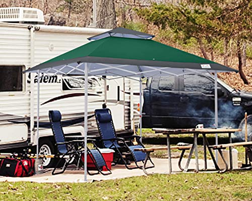 COOSHADE 13x13Ft Pop Up Canopy Tent Instant Folding Shelter 169 Square Feet Large Outdoor Sun Protection Shade(Forest Green and Dark Grey) - color: Forest GN/Grey1