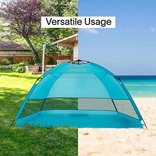 Alvantor® Beach Tent Beach Umbrella Outdoor Sun Shelter Cabana Automatic Instant Pop-Up UPF 50+ Portable Beach Shade Camping Fishing Hiking Canopy Easy Set Up Light Weight Windproof for 2-3 Person - color: Teal, size: 80"x48"x53"